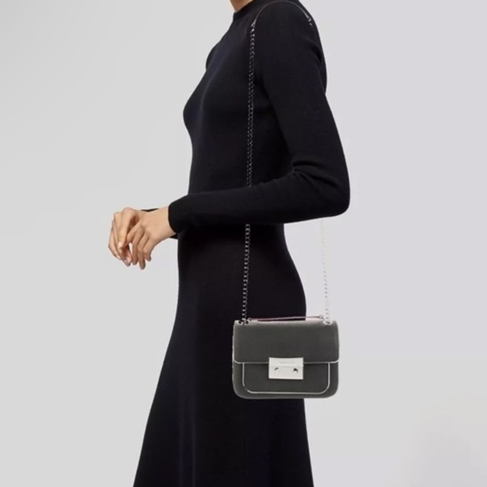 Michael Kors Sloan Specchio Silver Black Saffiano Leather Crossbody - Picture 3 of 6